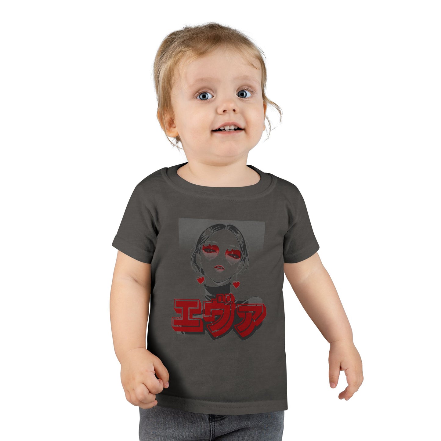 Toddler T-Shirt - Saku Same - Eva - Edgy Anime Girl Graphic with Red Japanese Text (Eva)