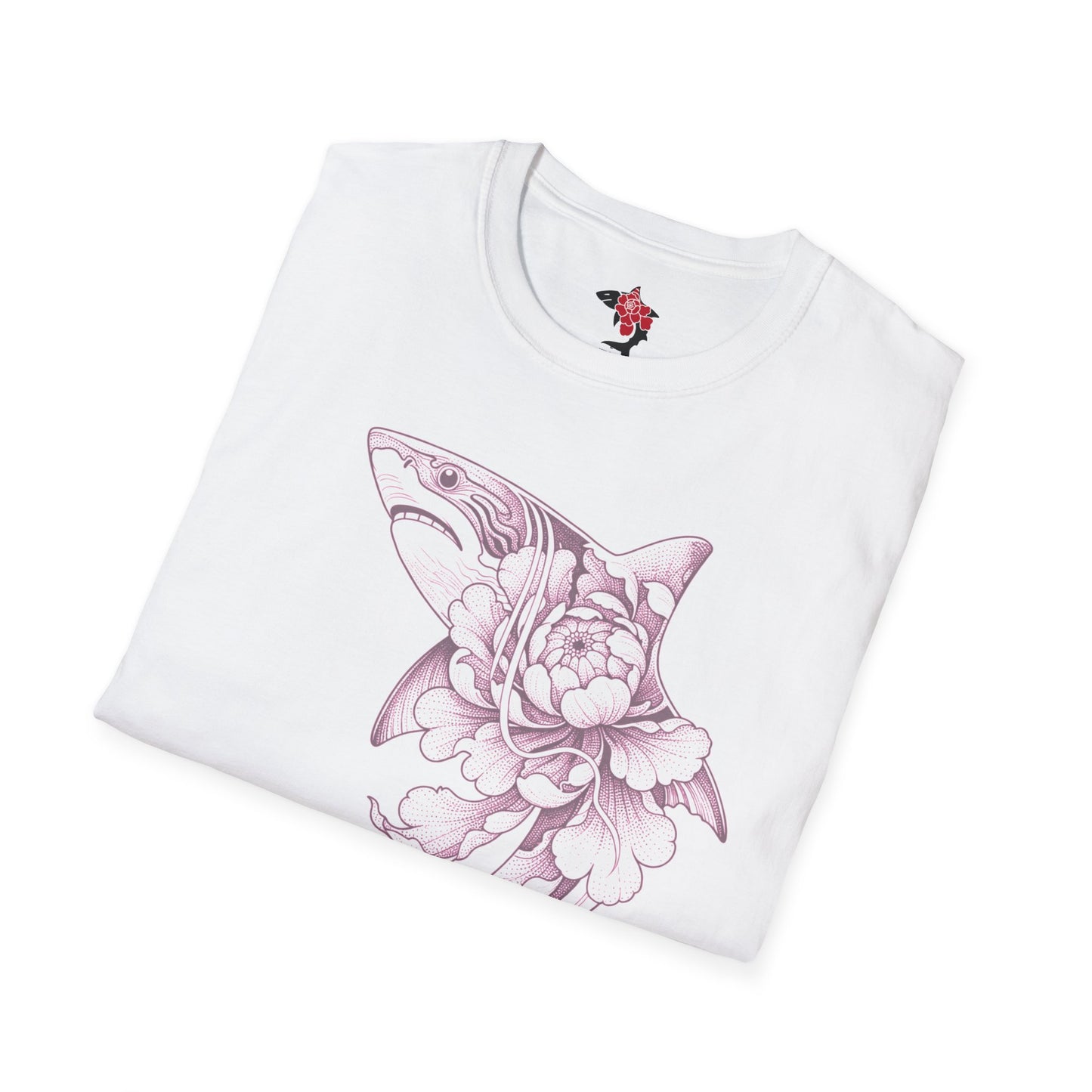 Saku Same - Blooming Shark T-shirt- Pink Peony Shark Graphic T-Shirt