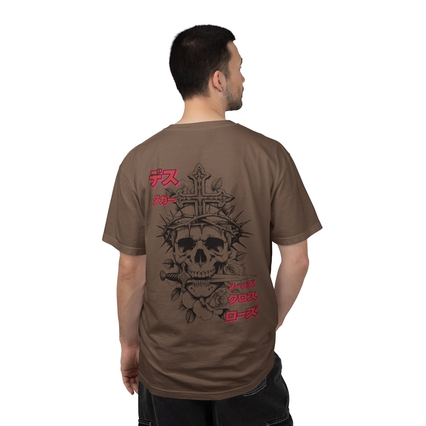 Saku Same - Skull Cross & Rose graphic T-shirt | Japanese text streetwear