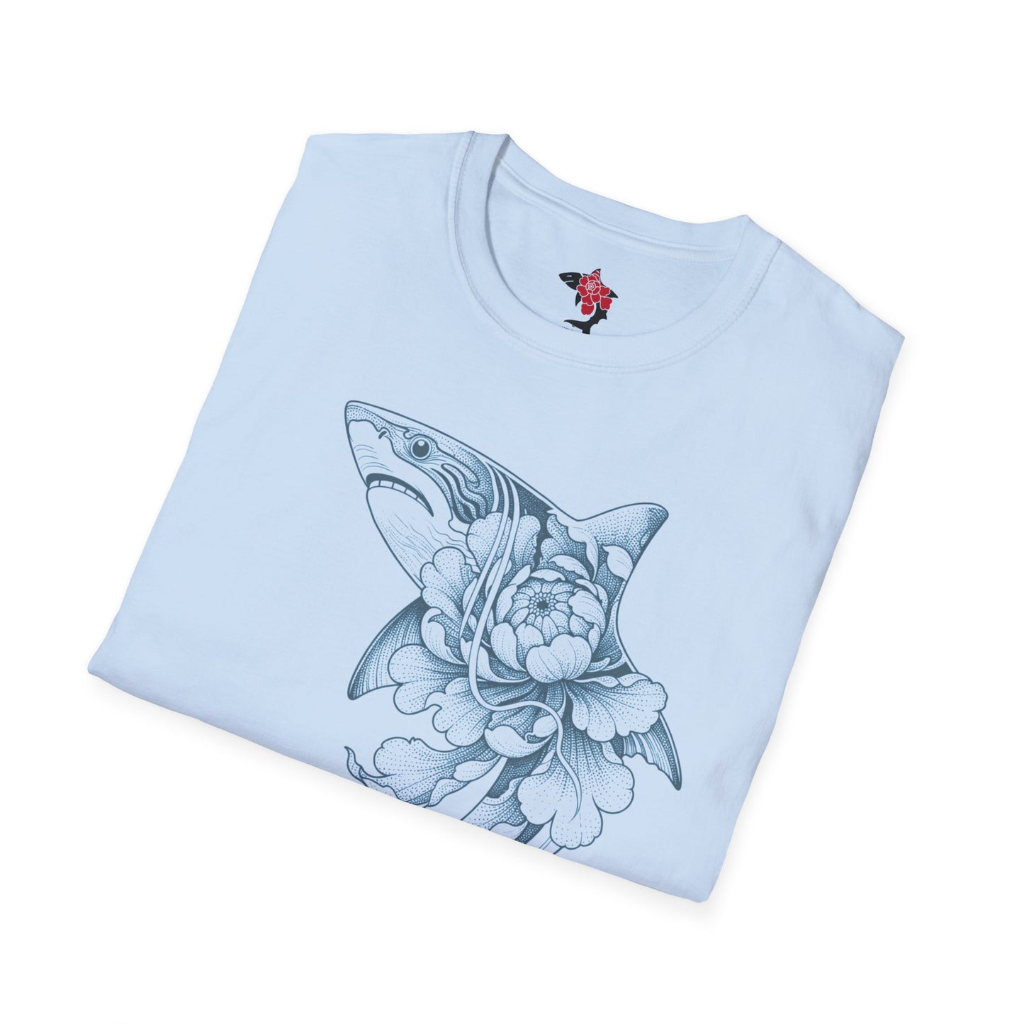 Saku Same - Blooming Shark Graphic Tee - Coastal Tattoo-Inspired T-Shirt