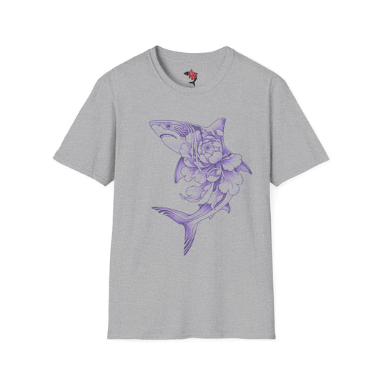 Saku Same - Blooming Shark T-Shirt - Lavender Peony Shark Graphic Tee