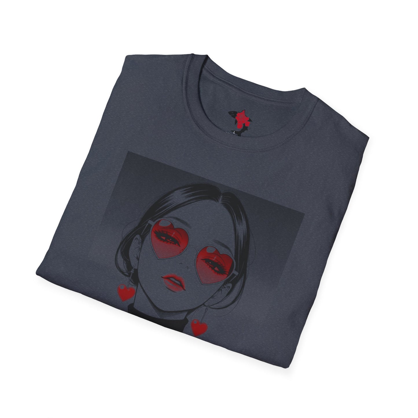 Saku Same - Eva - Anime Heart-Eyed Girl T-Shirt — Japanese Text Graphic Tee