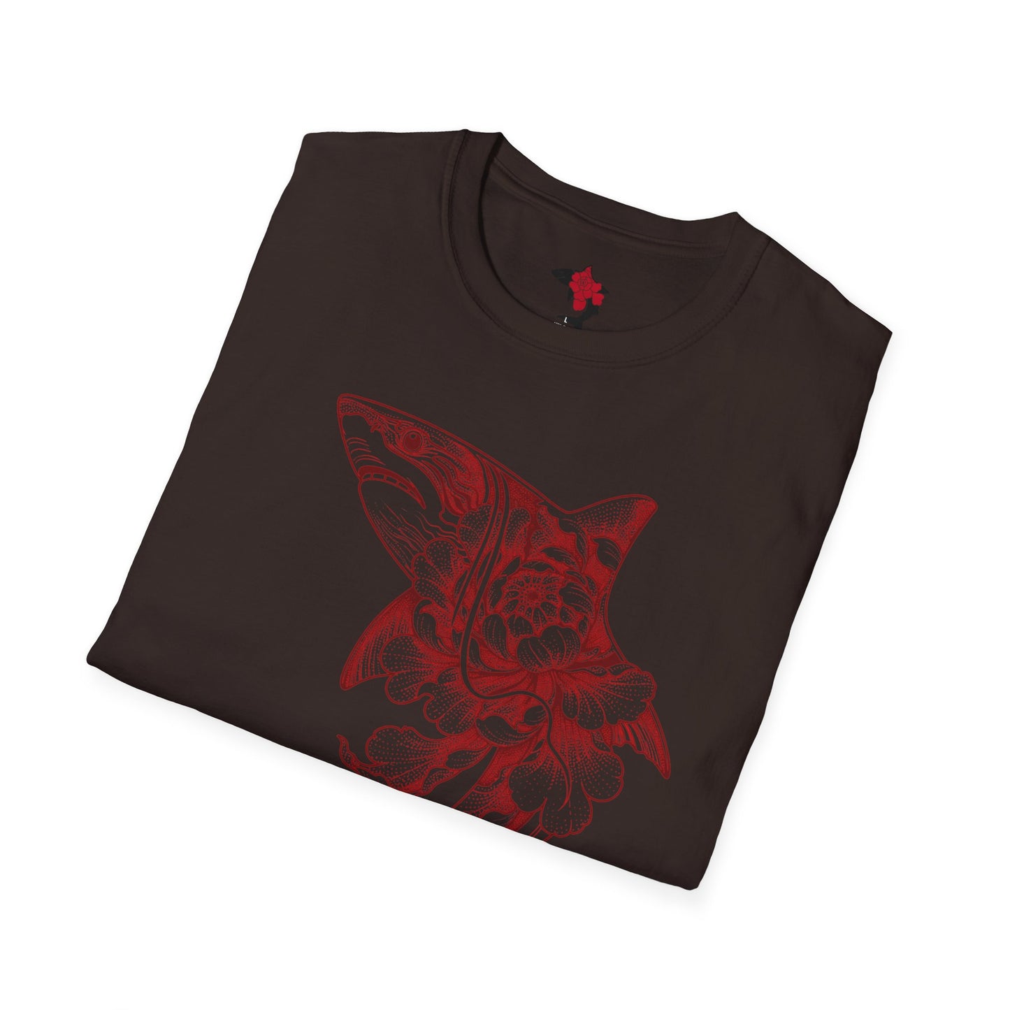 Saku Same - Blooming  Shark T-Shirt - Rose Tattoo Style Graphic Tee