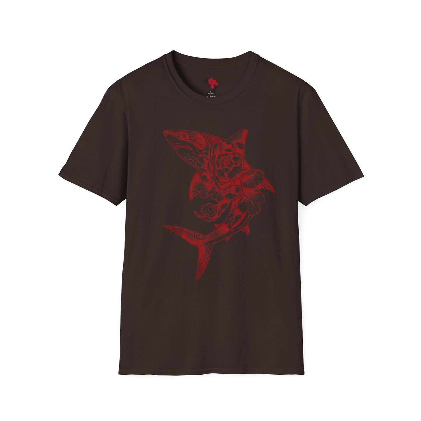 Saku Same - Blooming  Shark T-Shirt - Rose Tattoo Style Graphic Tee