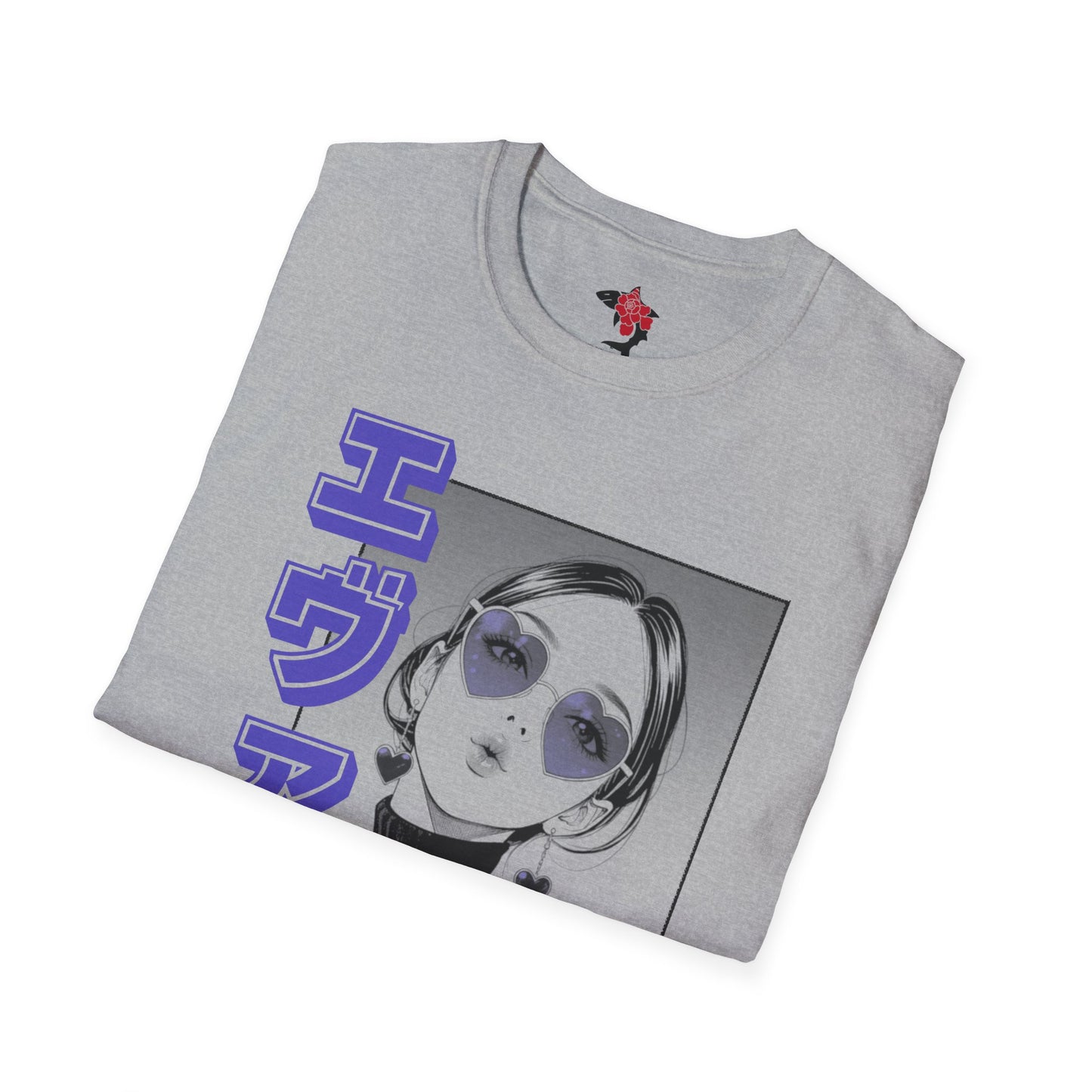 Saku Same - Eva - Anime Girl Graphic Tee with Japanese Text - Eva - 'エヴァ' Portrait T-Shirt