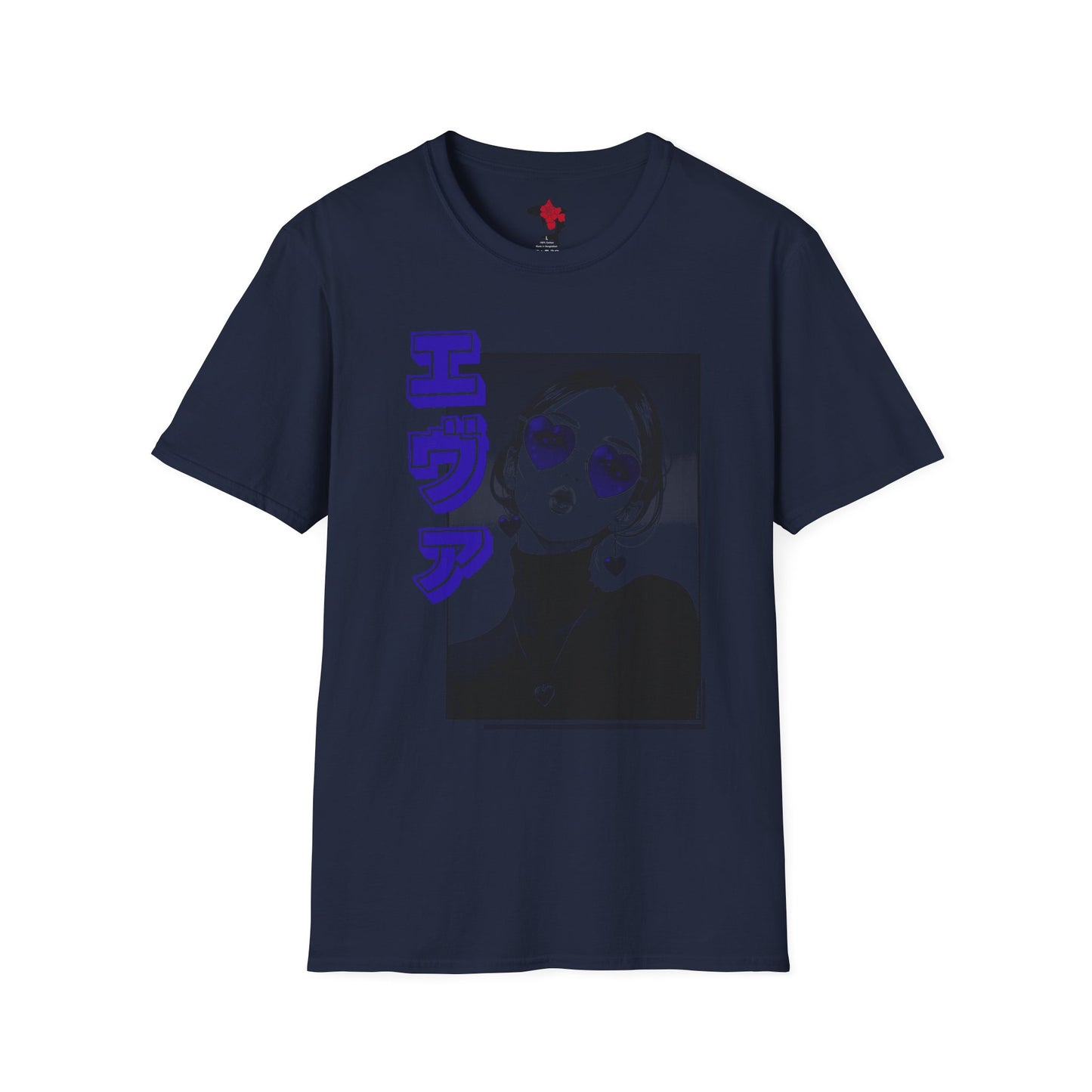 Saku Same - Eva - Anime Girl Graphic Tee with Japanese Text - Eva - 'エヴァ' Portrait T-Shirt