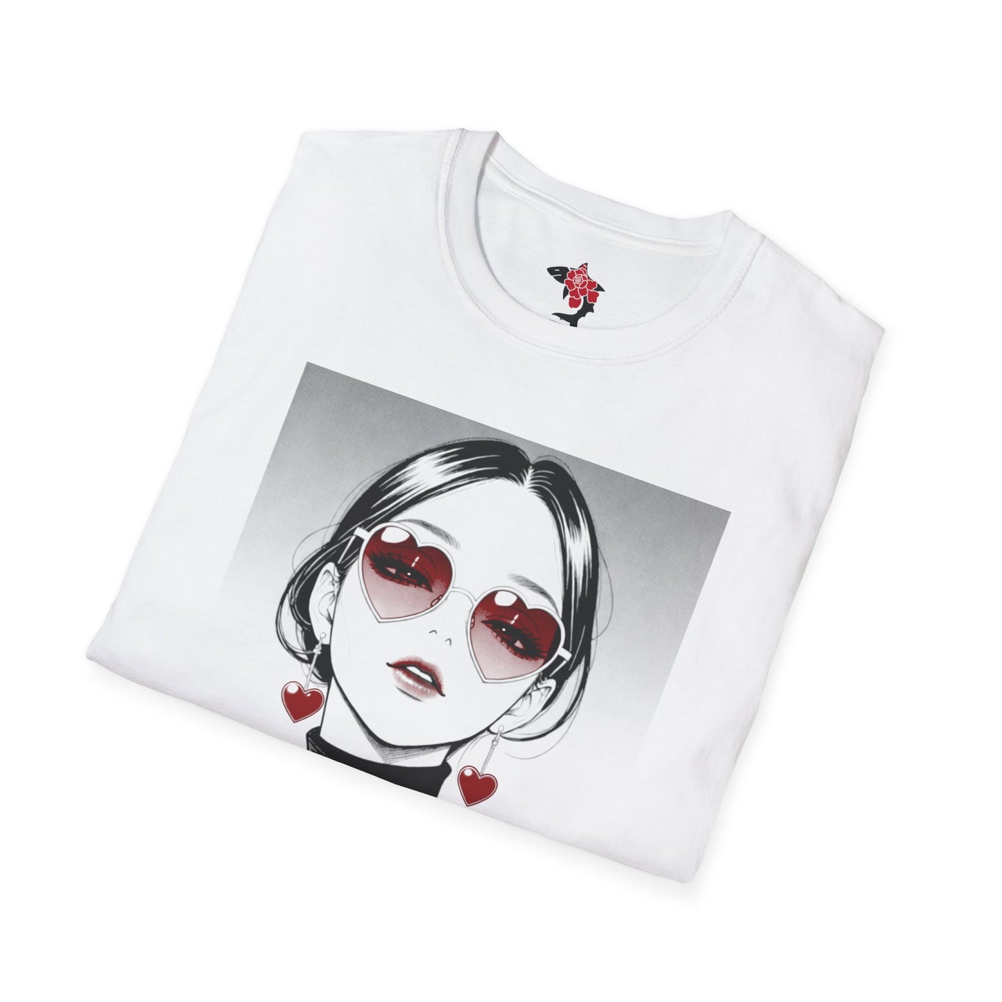 Saku Same - Eva - Anime Heart-Eyed Girl T-Shirt — Japanese Text Graphic Tee