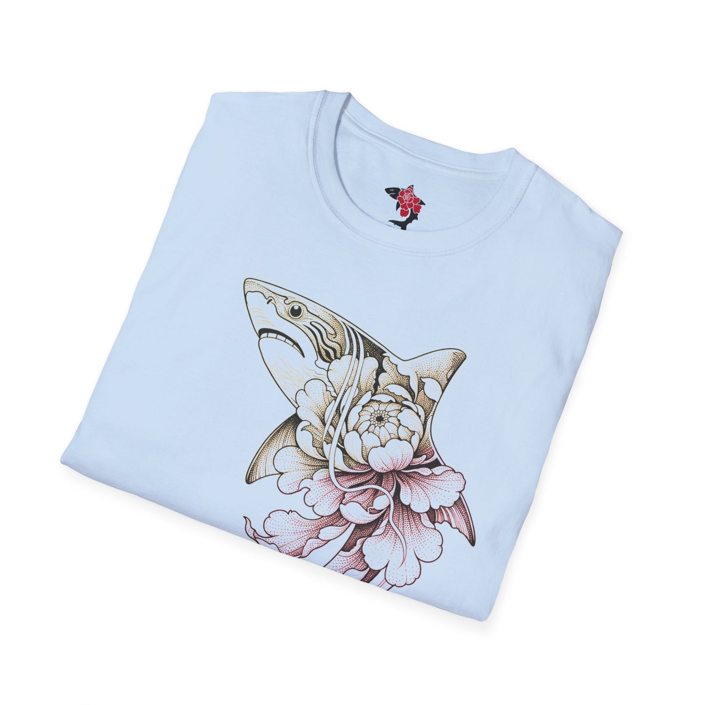 Saku Same - Blooming Shark Graphic T-Shirt - Pink Peony Shark Tee