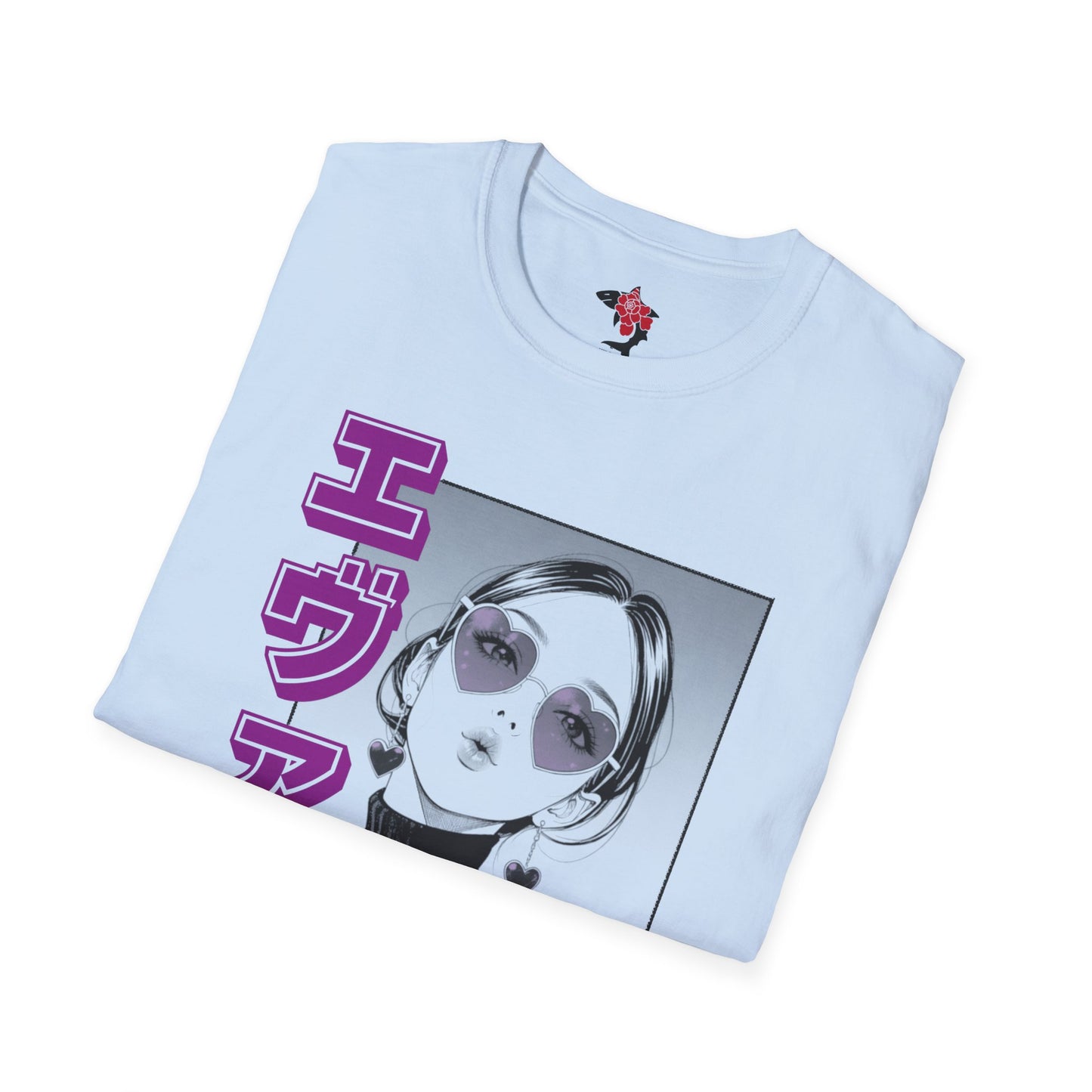 Saku Same - Eva - Anime Girl Portrait T-Shirt with Japanese Text Eva  (エヴァ) — Retro Cool Graphic Tee