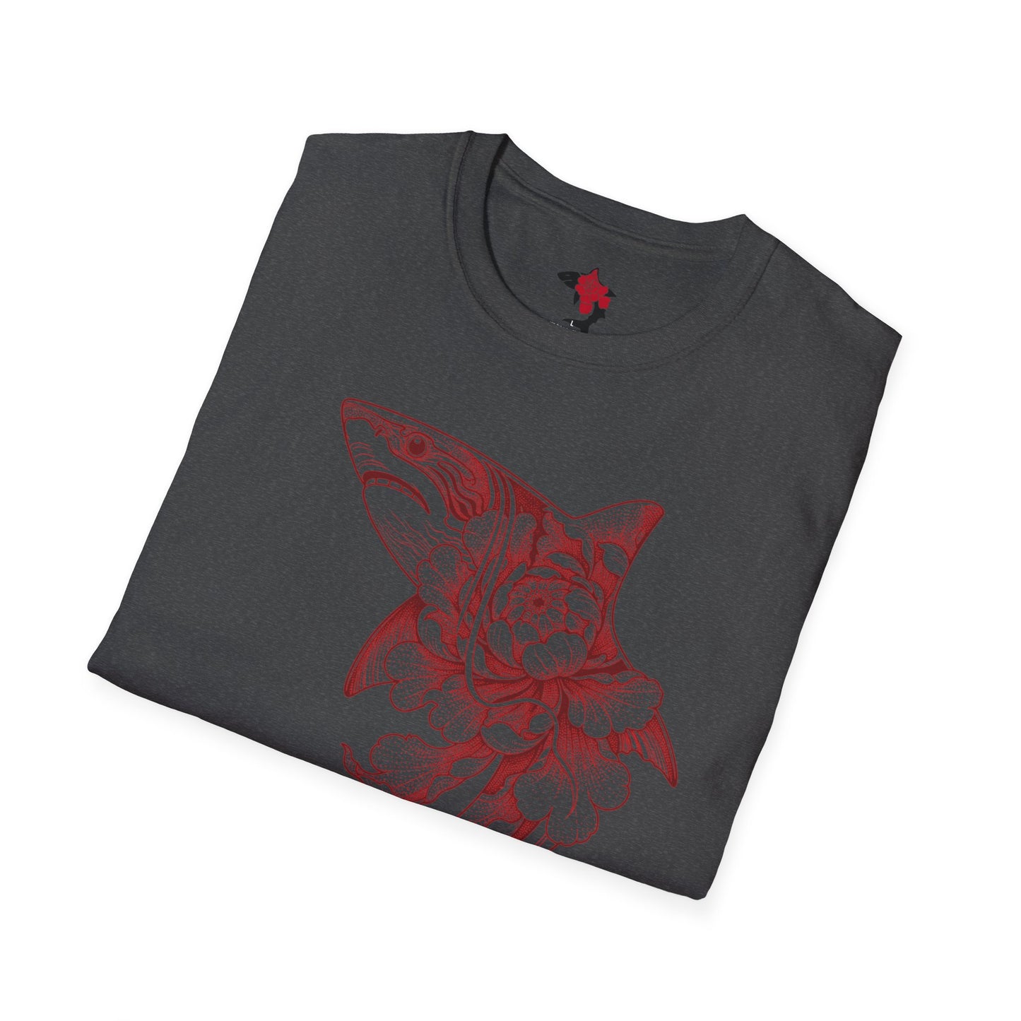 Saku Same - Blooming  Shark T-Shirt - Rose Tattoo Style Graphic Tee
