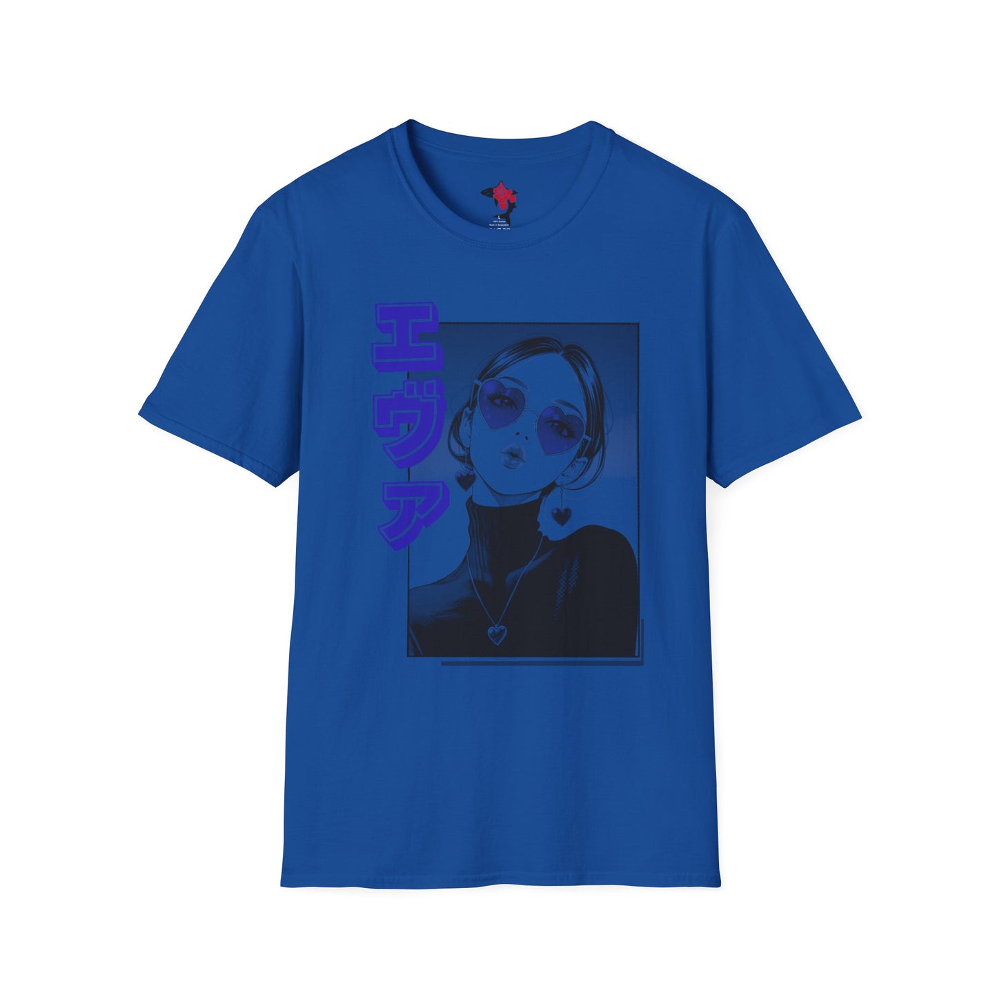 Saku Same - Eva - Anime Girl Graphic Tee with Japanese Text - Eva - 'エヴァ' Portrait T-Shirt