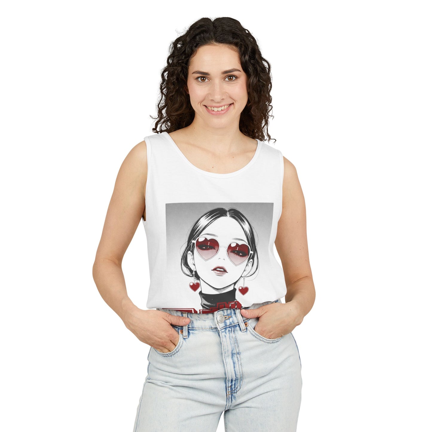 Saku Same - Eva - Anime Girl Graphic Tank — 'エヴァ' Retro Manga Portrait