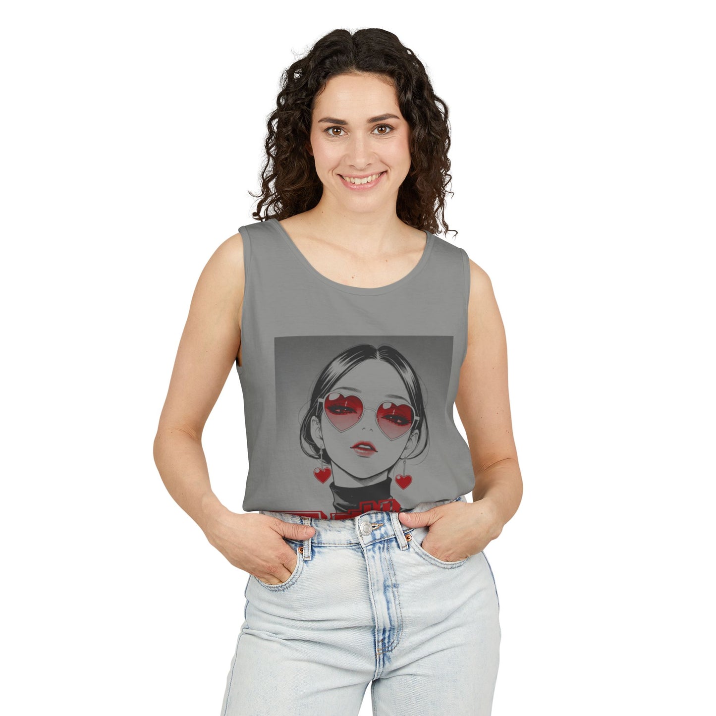 Saku Same - Eva - Anime Girl Graphic Tank — 'エヴァ' Retro Manga Portrait