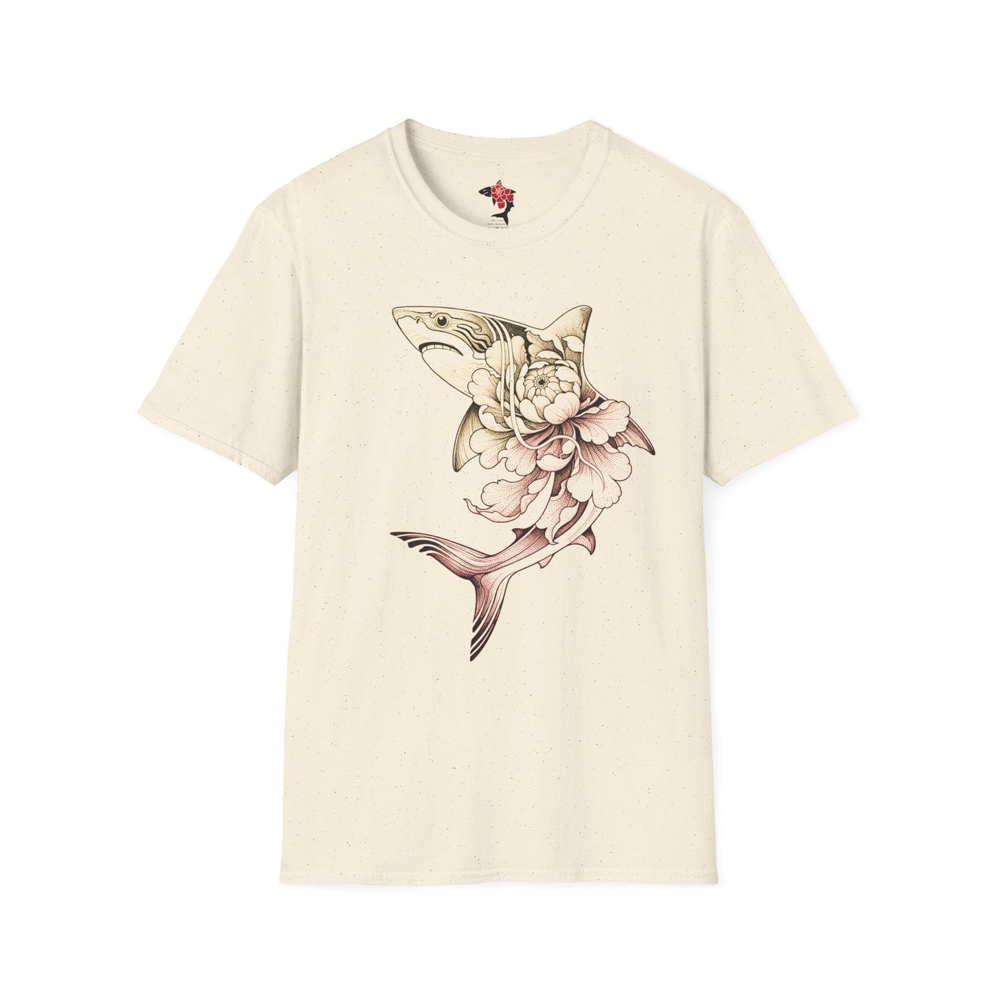 Saku Same - Blooming Shark Graphic T-Shirt - Pink Peony Shark Tee