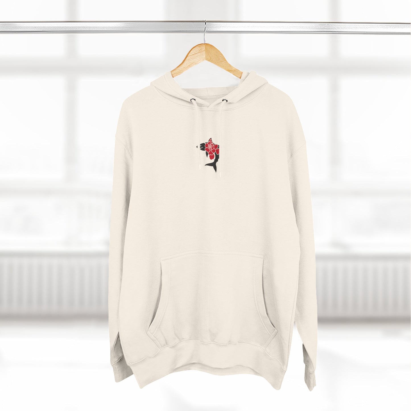 Saku Same - Eva - Anime Girl Graphic Hoodie with Japanese Text - Minimal Front Rose, Back Panel Art