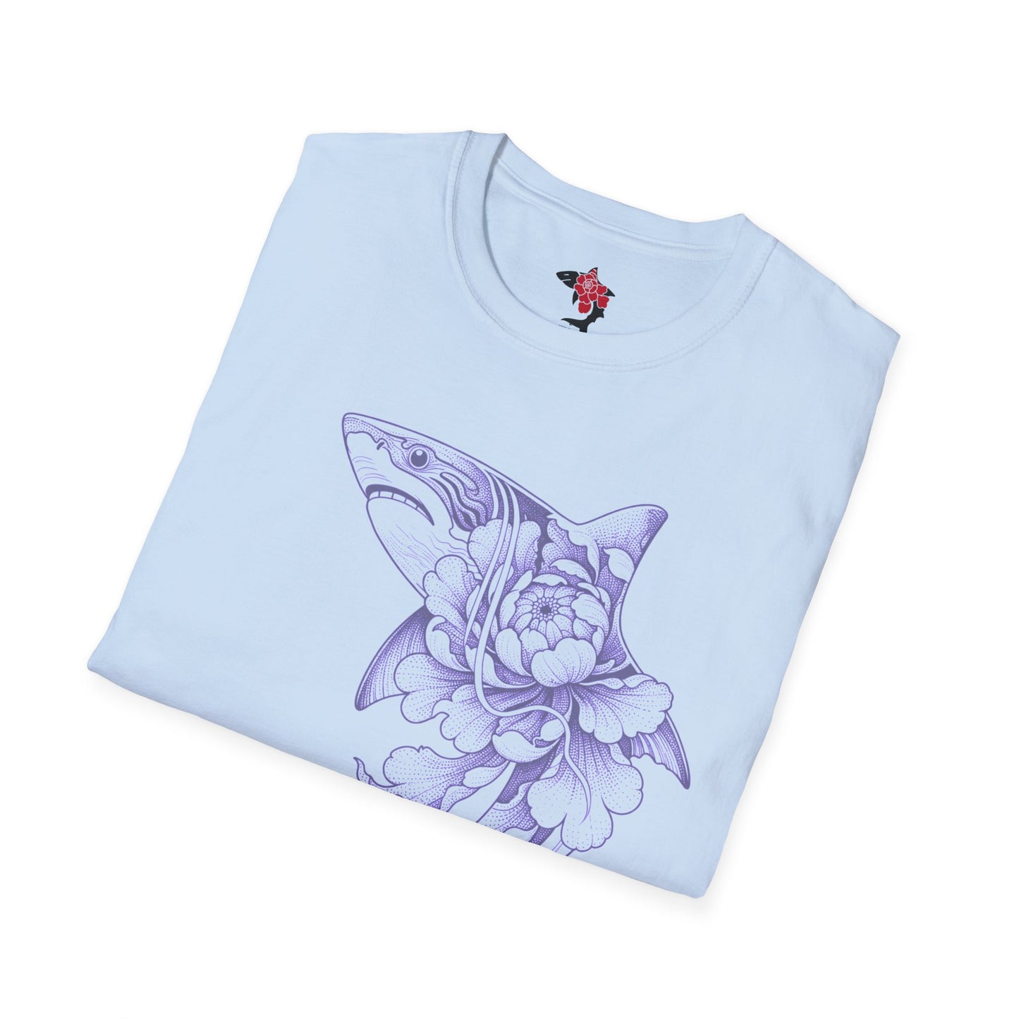 Saku Same - Blooming Shark T-Shirt - Lavender Peony Shark Graphic Tee