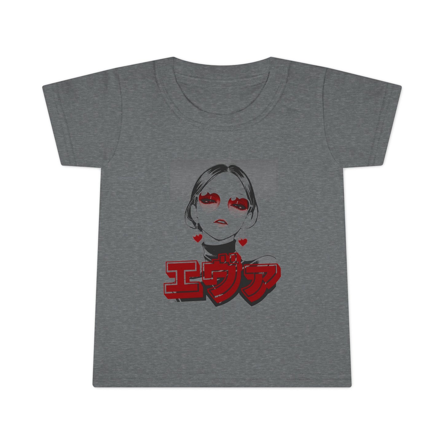 Toddler T-Shirt  - Saku Same - Eva - Edgy Anime Girl Graphic with Red Japanese Text (Eva)