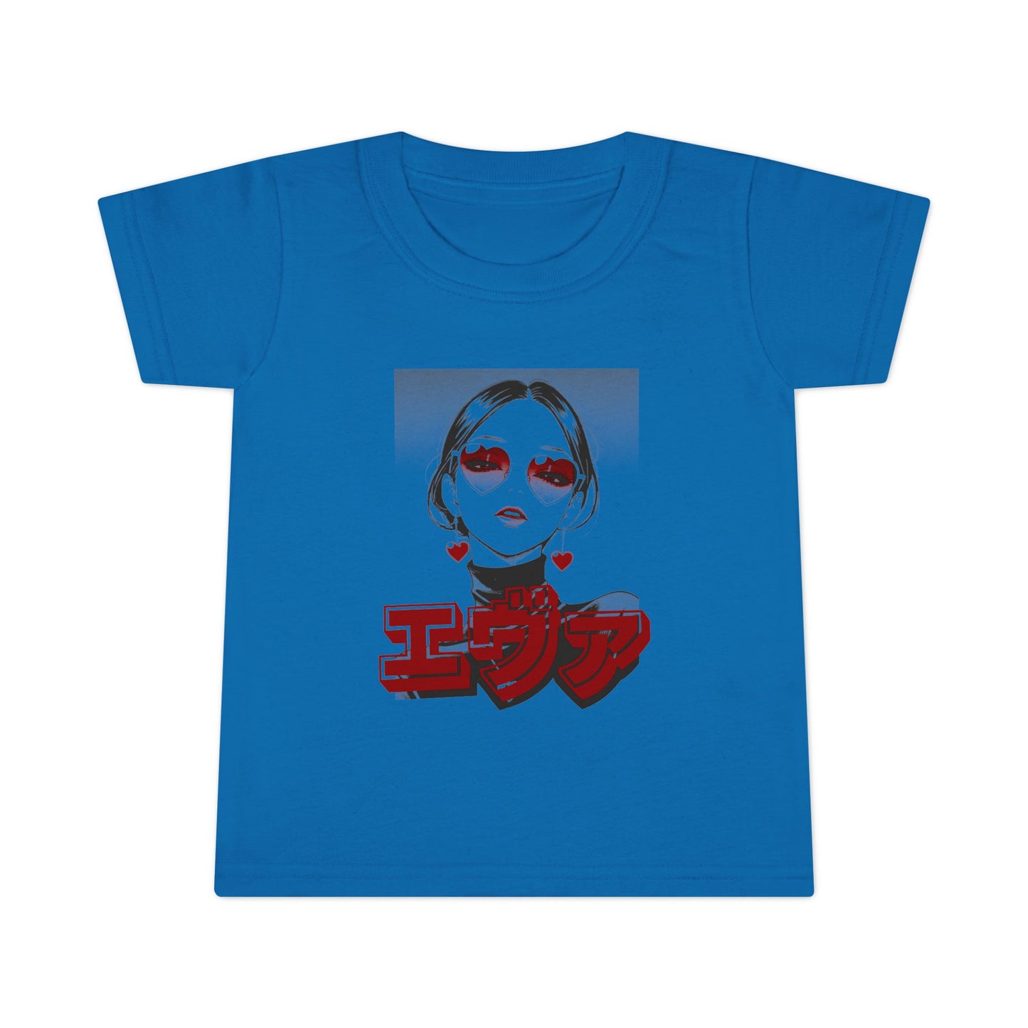 Toddler T-Shirt  - Saku Same - Eva - Edgy Anime Girl Graphic with Red Japanese Text (Eva)