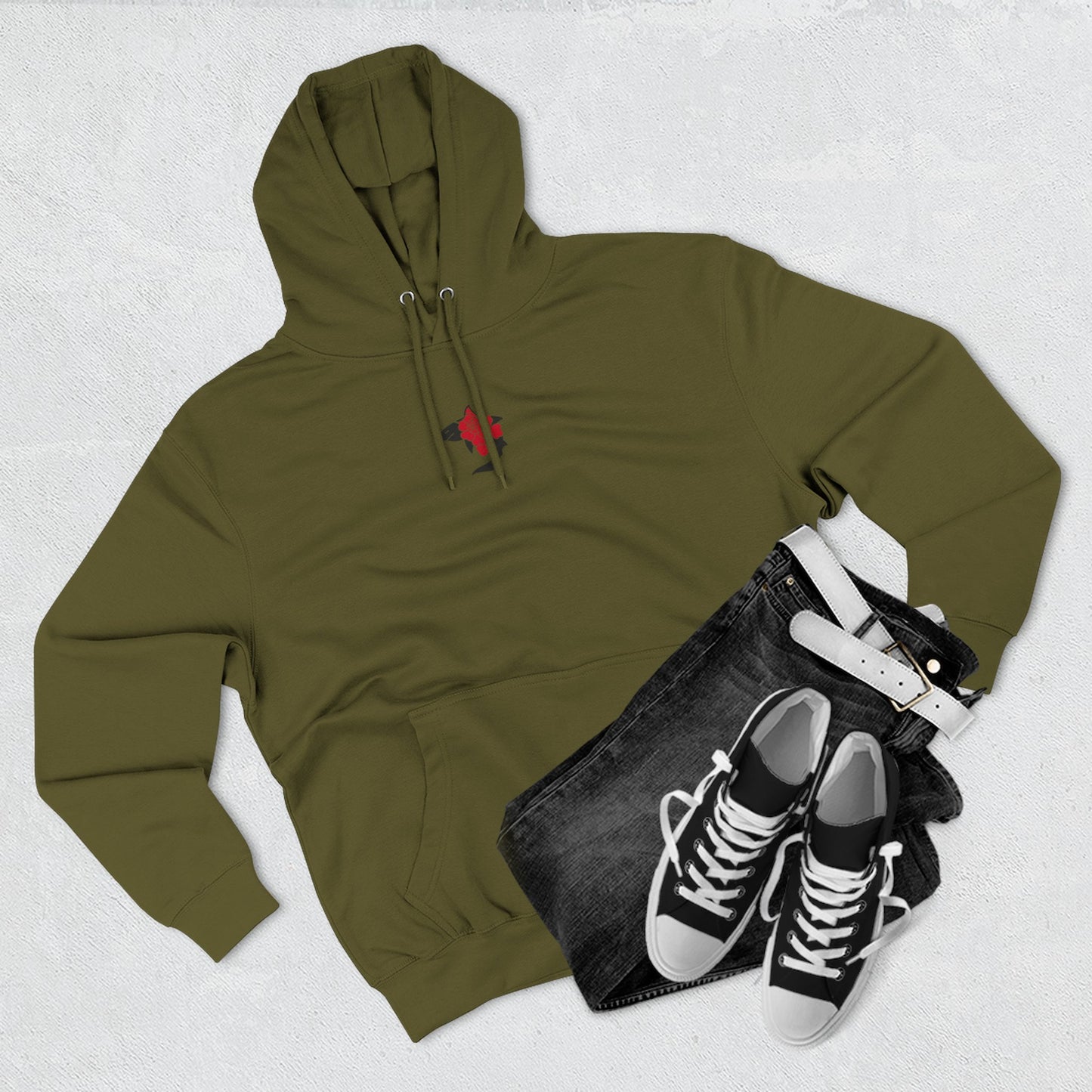 Saku Same - Eva - Anime Girl Graphic Hoodie with Japanese Text - Minimal Front Rose, Back Panel Art
