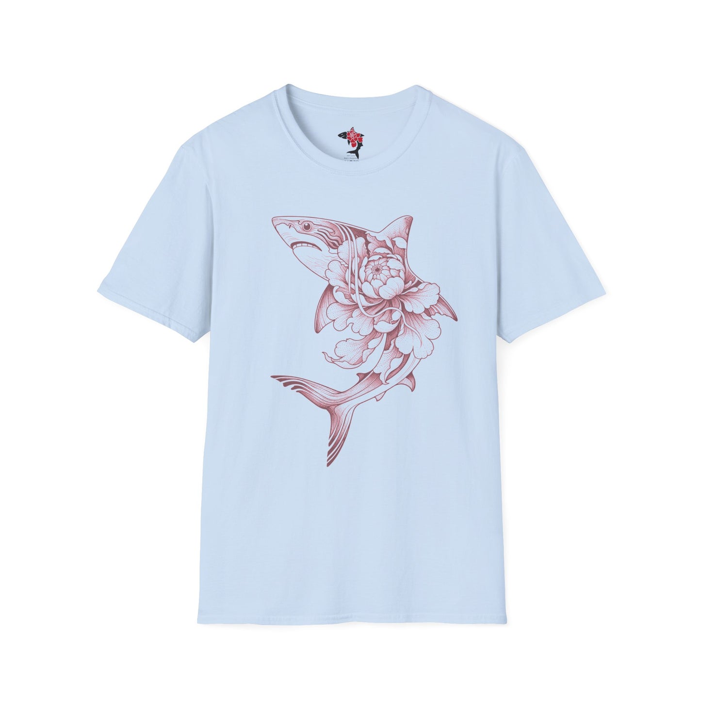 Saku Same - Blooming  Shark T-Shirt - Rose Tattoo Style Graphic Tee