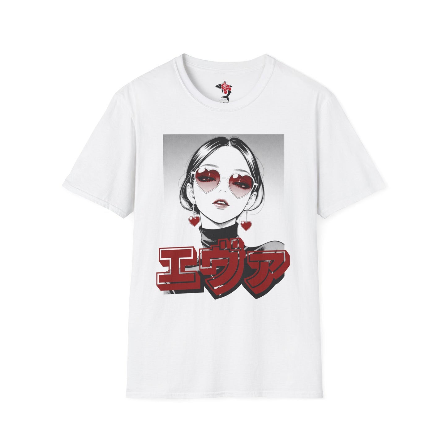 Saku Same - Eva - Anime Heart-Eyed Girl T-Shirt — Japanese Text Graphic Tee