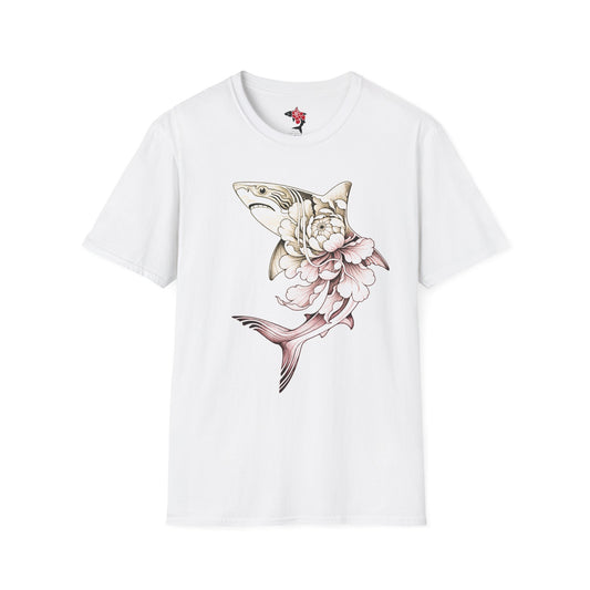 Saku Same - Blooming Shark Graphic T-Shirt - Pink Peony Shark Tee