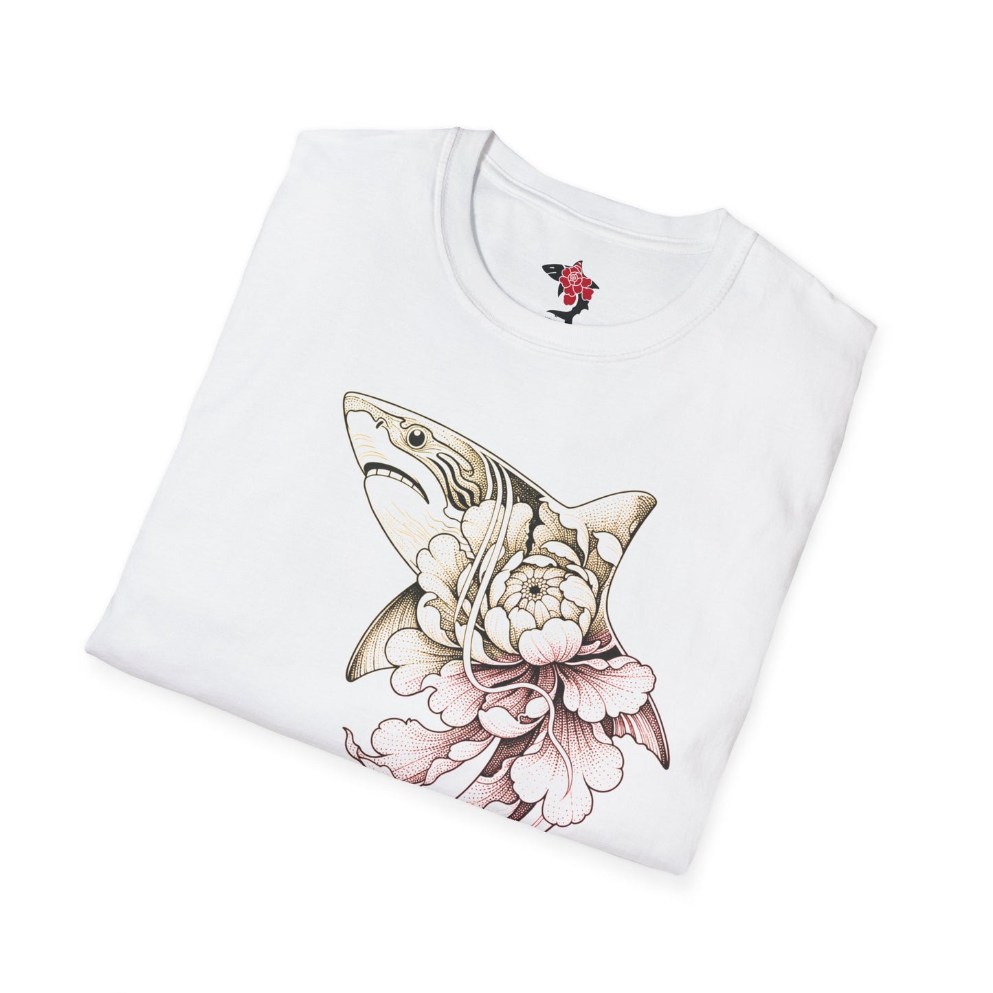 Saku Same - Blooming Shark Graphic T-Shirt - Pink Peony Shark Tee