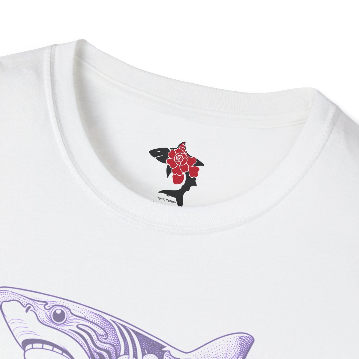 Saku Same - Blooming Shark T-Shirt - Lavender Peony Shark Graphic Tee