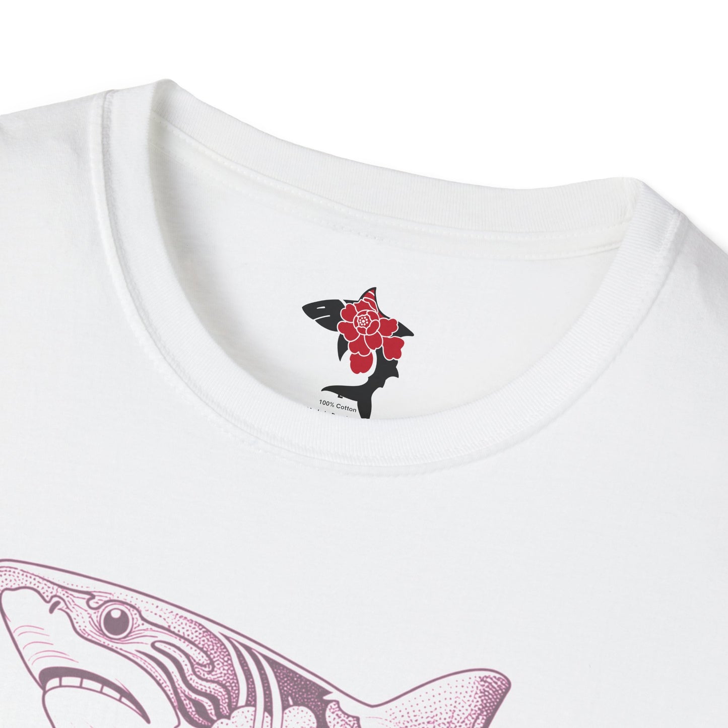 Saku Same - Blooming Shark T-shirt-  Pink Peony Shark Graphic T-Shirt