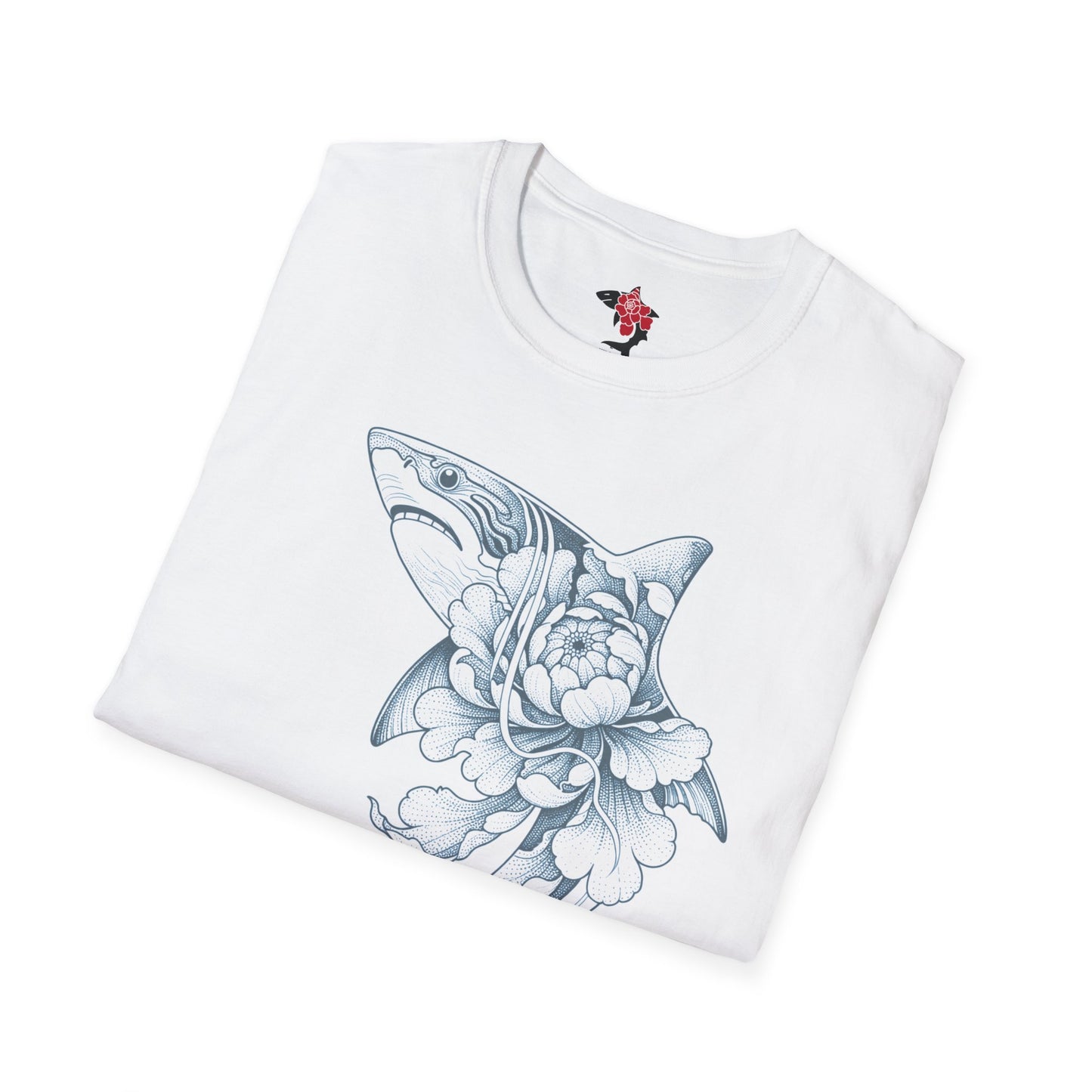 Saku Same - Blooming Shark Graphic Tee - Coastal Tattoo-Inspired T-Shirt
