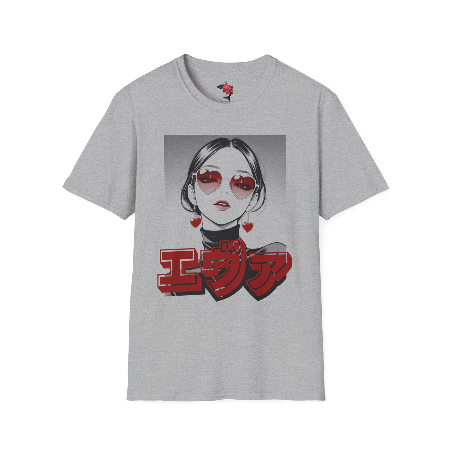 Saku Same - Eva - Anime Heart-Eyed Girl T-Shirt — Japanese Text Graphic Tee