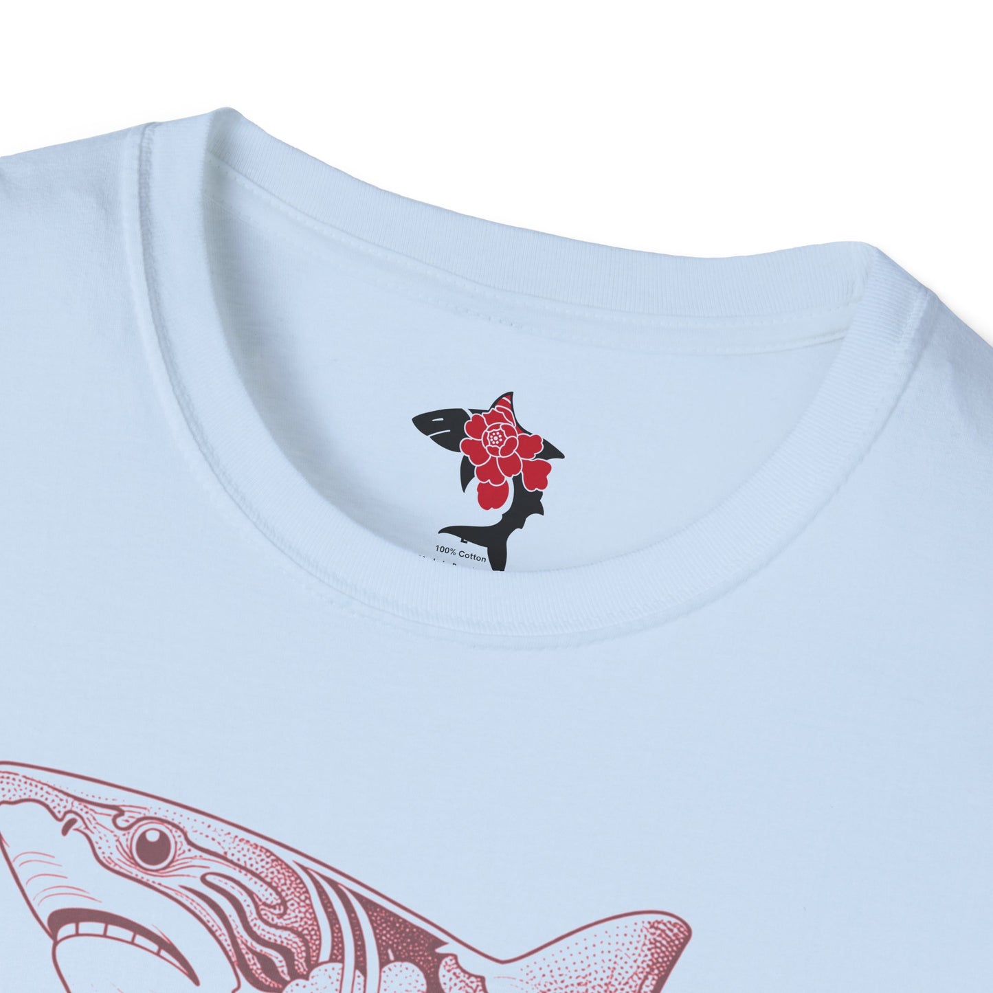 Saku Same - Blooming  Shark T-Shirt - Rose Tattoo Style Graphic Tee