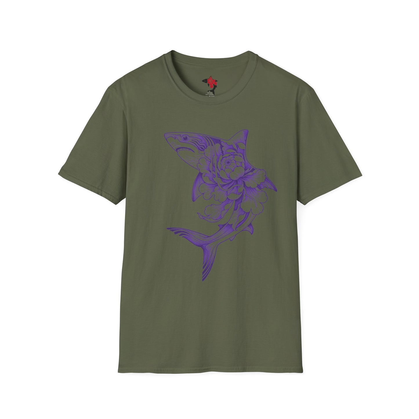 Saku Same - Blooming Shark T-Shirt - Lavender Peony Shark Graphic Tee