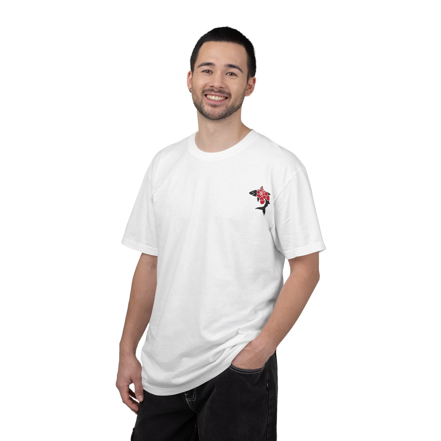 Saku Same - Skull Cross & Rose graphic T-shirt | Japanese text streetwear