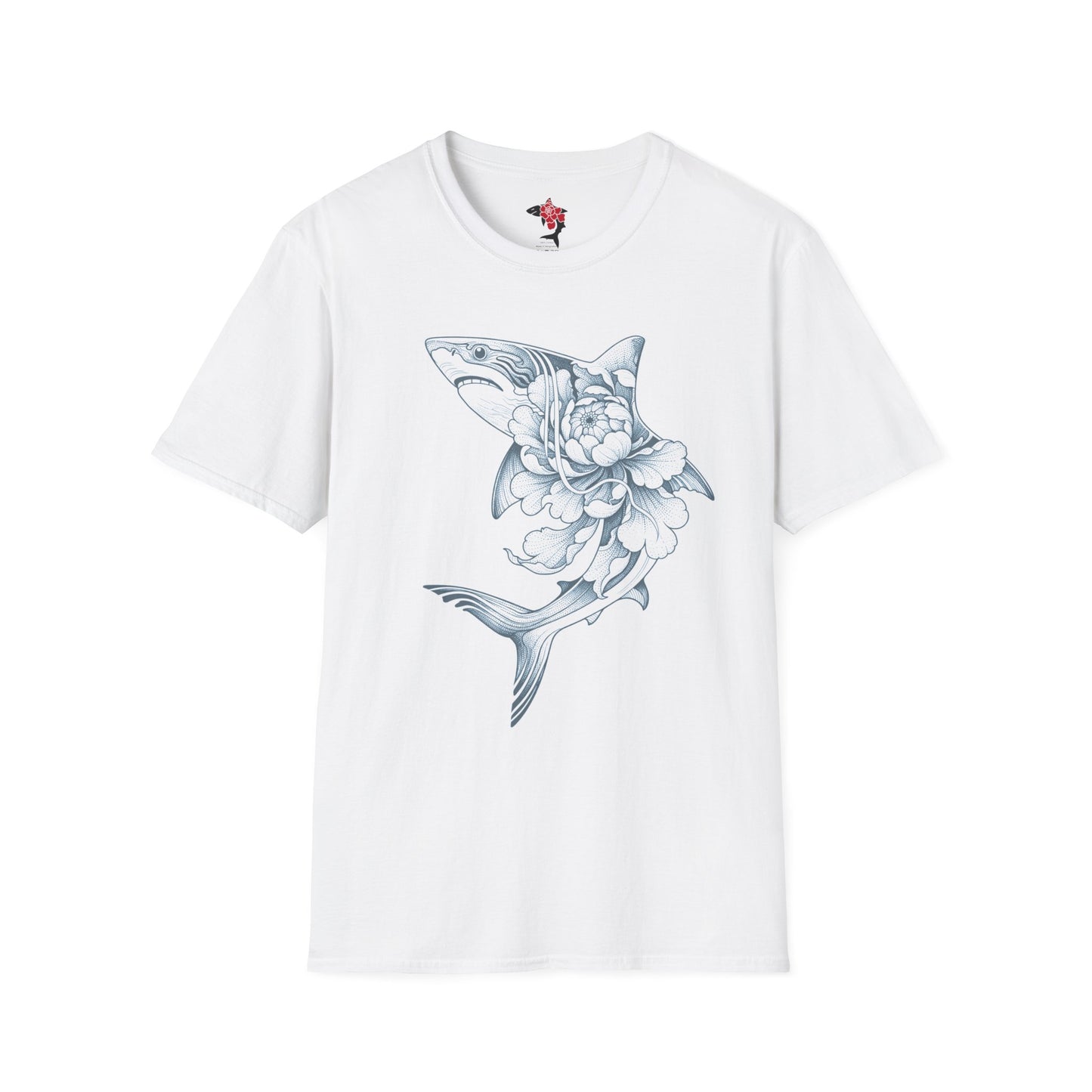 Saku Same - Blooming Shark Graphic Tee - Coastal Tattoo-Inspired T-Shirt