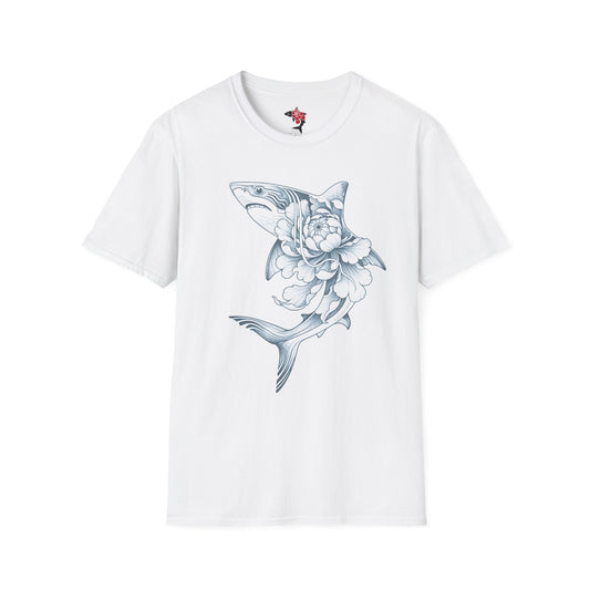 Saku Same - Blooming Shark Graphic Tee - Coastal Tattoo-Inspired T-Shirt