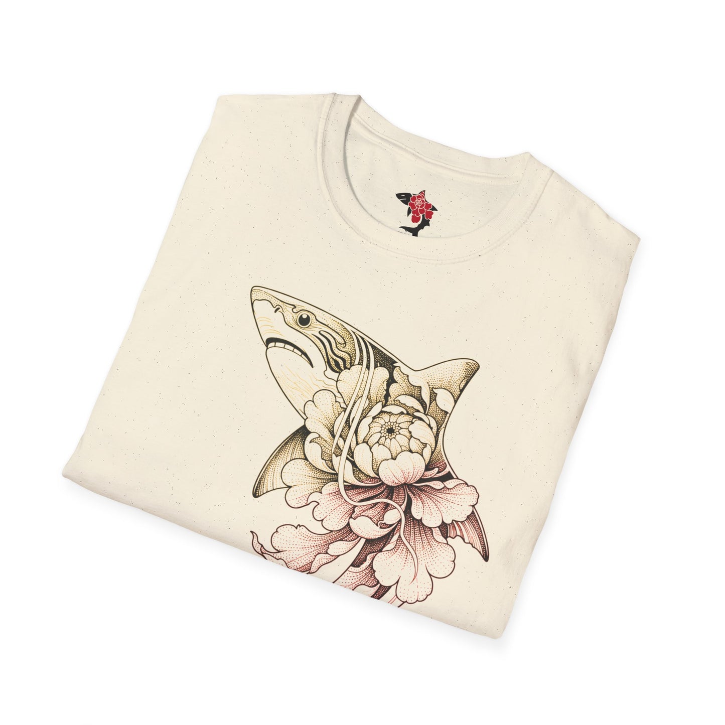 Saku Same - Blooming Shark Graphic T-Shirt - Pink Peony Shark Tee