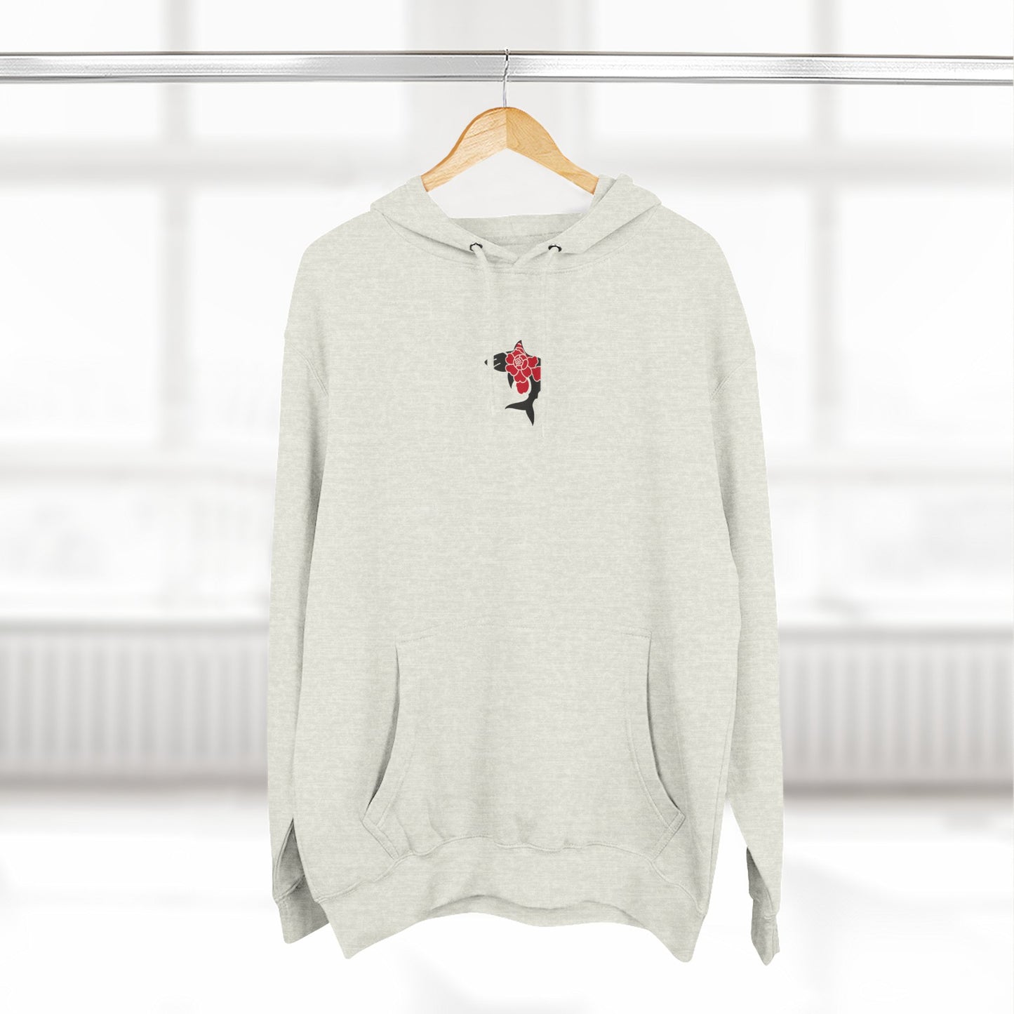 Saku Same - Eva - Anime Girl Graphic Hoodie with Japanese Text - Minimal Front Rose, Back Panel Art