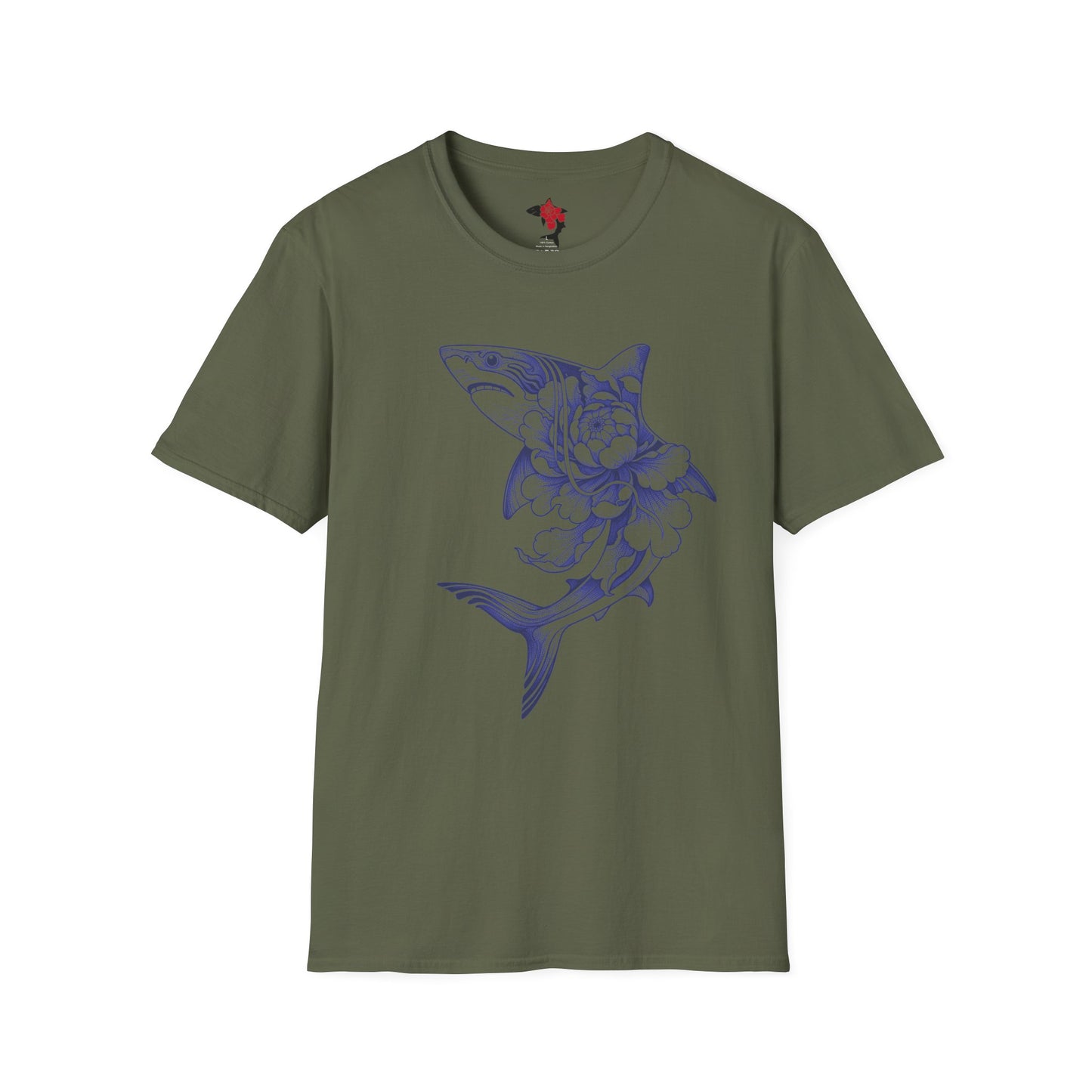 Saku Same - Floral Shark T-Shirt — Botanical Koi Shark Graphic Tee