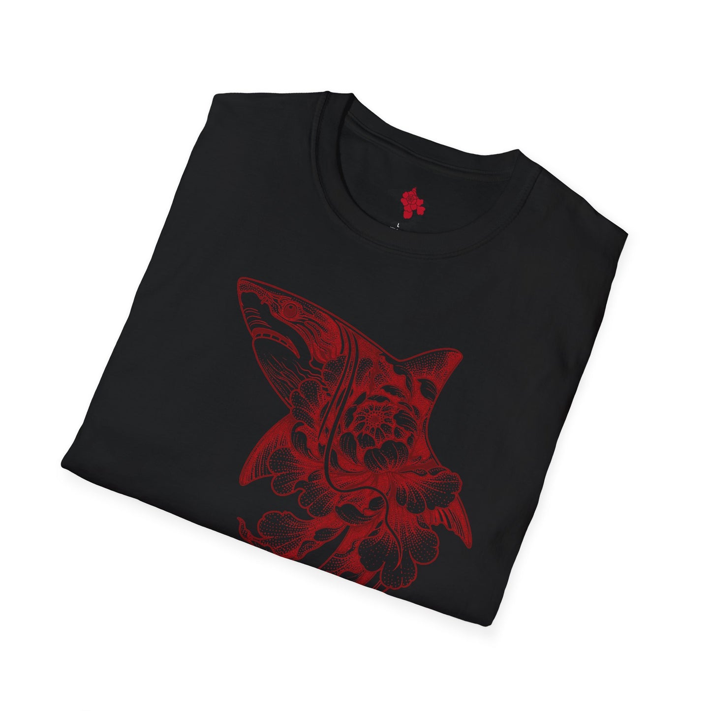 Saku Same - Blooming  Shark T-Shirt - Rose Tattoo Style Graphic Tee