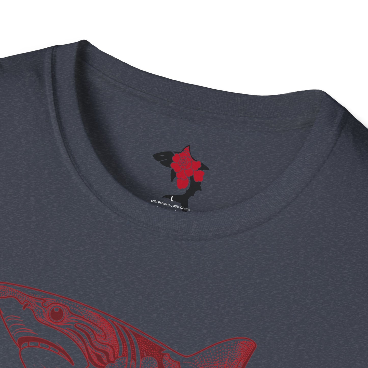 Saku Same - Blooming  Shark T-Shirt - Rose Tattoo Style Graphic Tee