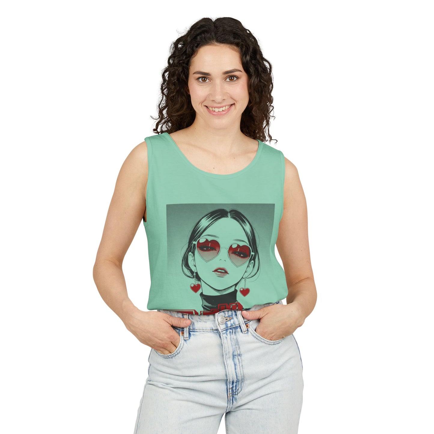 Saku Same - Eva - Anime Girl Graphic Tank — 'エヴァ' Retro Manga Portrait