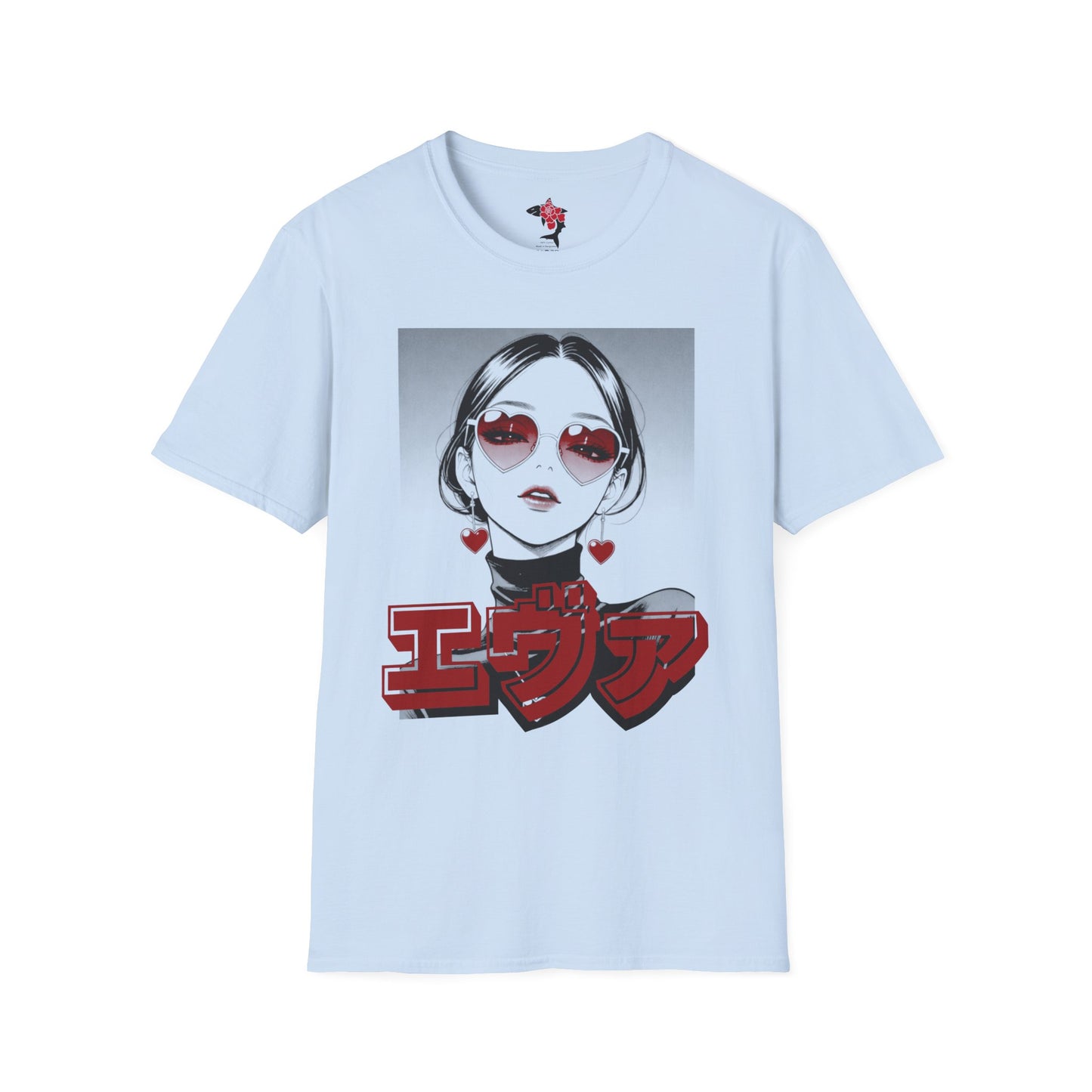 Saku Same - Eva - Anime Heart-Eyed Girl T-Shirt — Japanese Text Graphic Tee