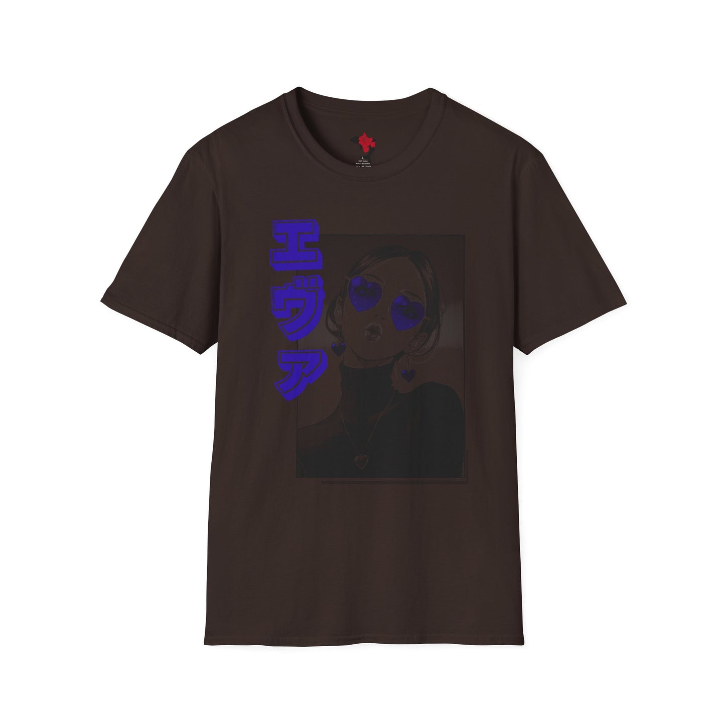 Saku Same - Eva - Anime Girl Graphic Tee with Japanese Text - Eva - 'エヴァ' Portrait T-Shirt