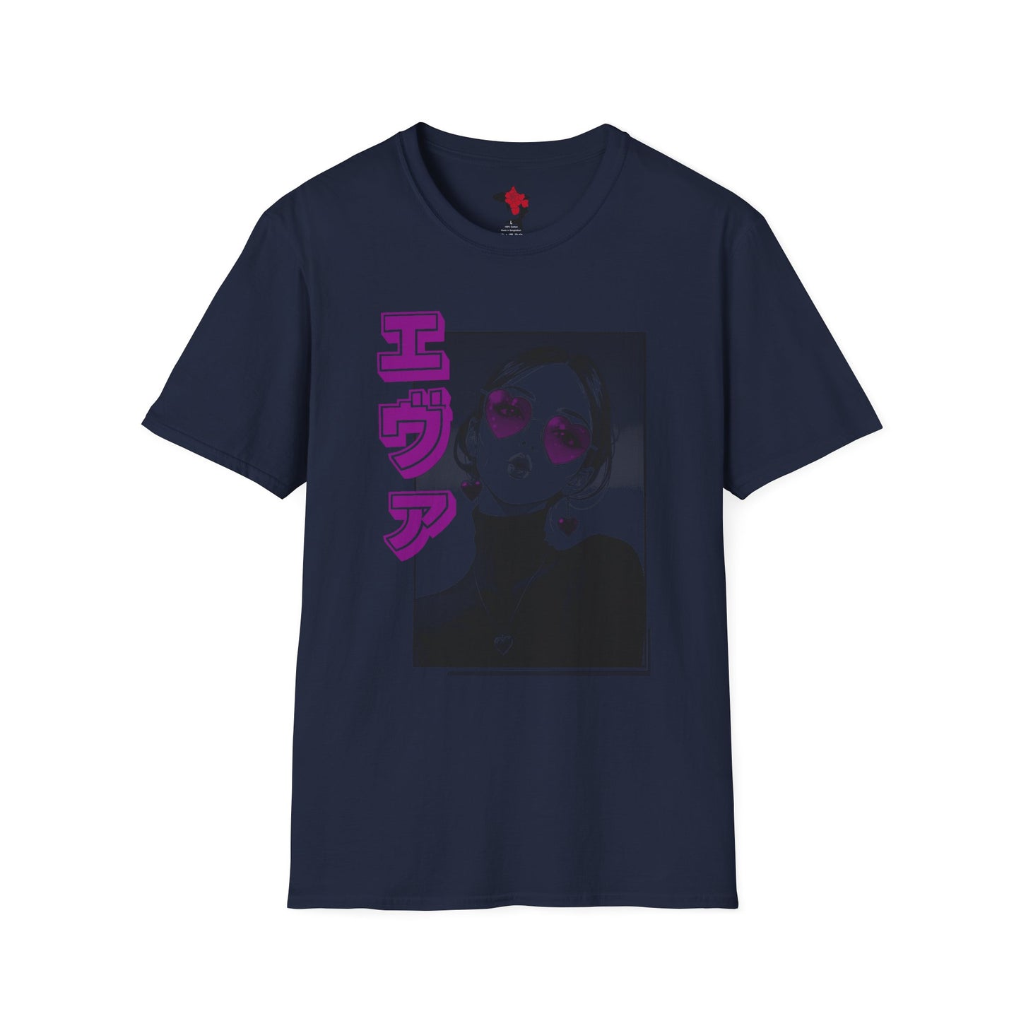 Saku Same - Eva - Anime Girl Portrait T-Shirt with Japanese Text Eva  (エヴァ) — Retro Cool Graphic Tee