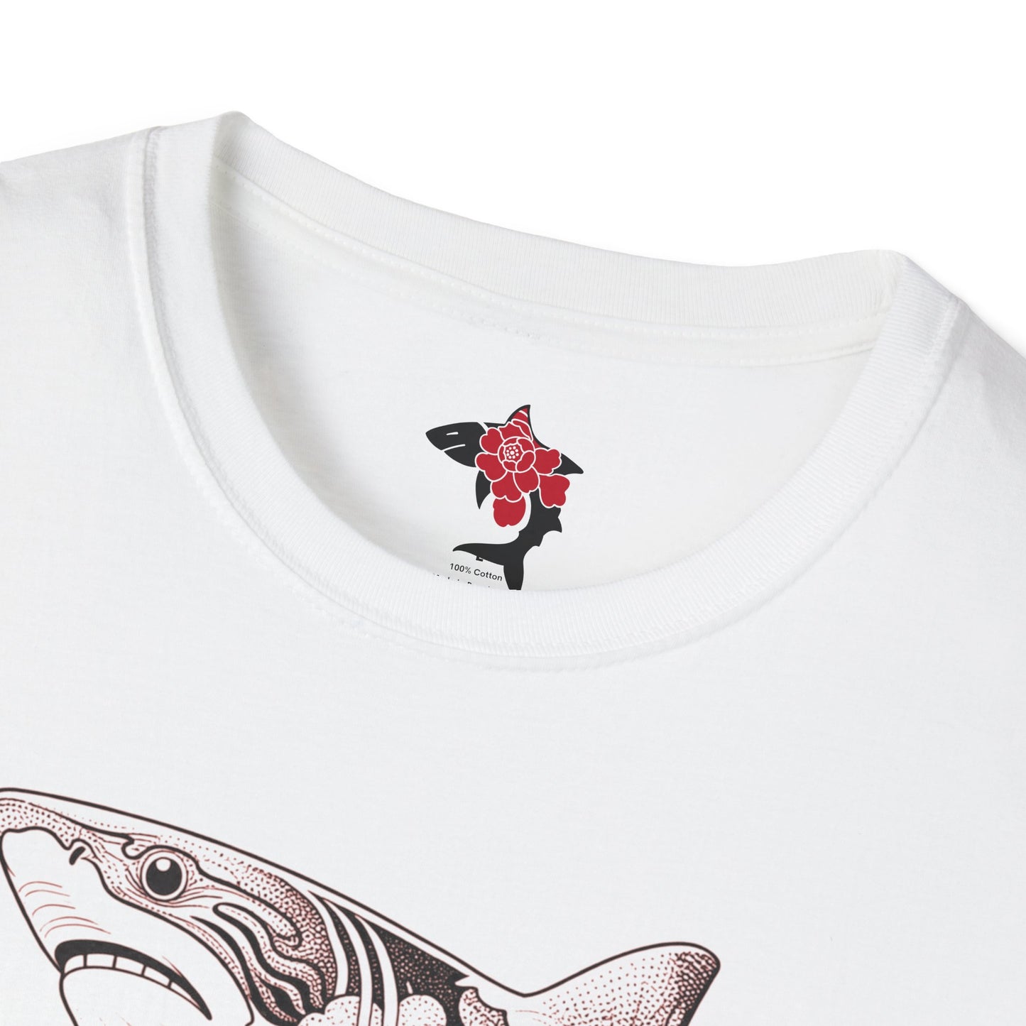 Saku Same - Blooming Shark Tee - Botanical Shark Graphic T-Shirt
