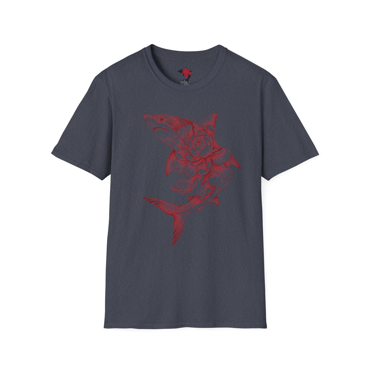 Saku Same - Blooming  Shark T-Shirt - Rose Tattoo Style Graphic Tee