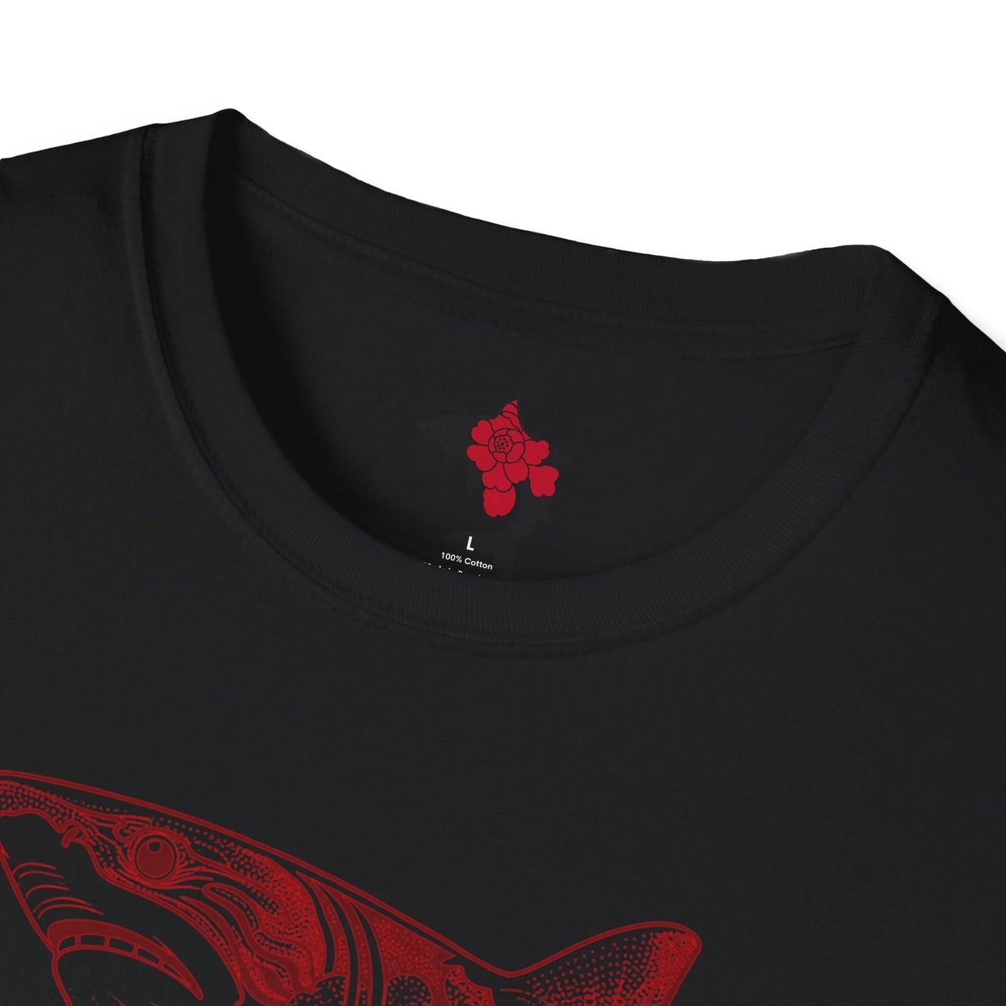 Saku Same - Blooming  Shark T-Shirt - Rose Tattoo Style Graphic Tee