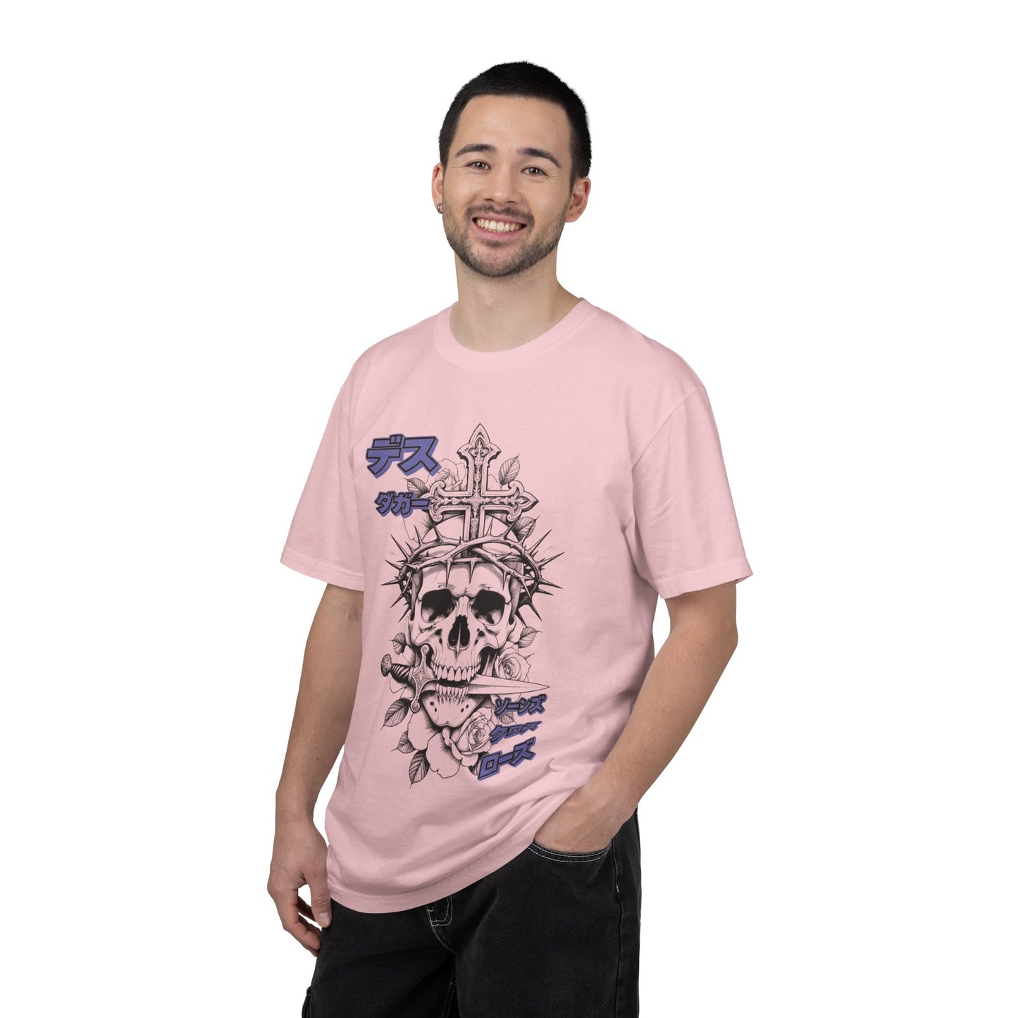 Saku Same - Skull & Rose T-Shirt Japanese Text Graphic Tee