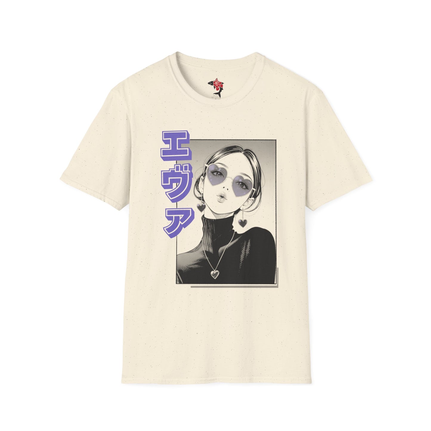 Saku Same - Eva - Anime Girl Graphic Tee with Japanese Text - Eva - 'エヴァ' Portrait T-Shirt